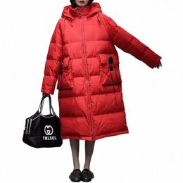 Black Red Warma Down Jacket Femme 2023 Hiver Hiver New Corée Couade de canard blanc Down Down Femme Femme LG Snow Overcoat S9MI #