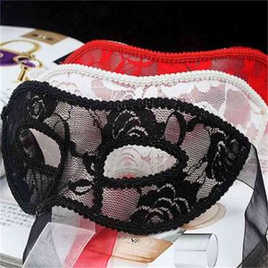 Máscara de ojo de encaje Sexy para mujer, color negro, rojo y blanco, máscaras de fiesta para mascarada, máscaras venecianas de Halloween, 2020, nuevo Q0806