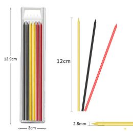 Black Red Yellow Deep Trou Mécanique Recharges de crayons de 2,8 mm Carpenter Woodworking crayon spécial de papeterie centrale