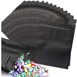 Zwarte hersluitbare geurbestendige zakken Mylar Tassen Mat Black Foly Pouch Dubbelzijdige platte ritssluiting Groothandel