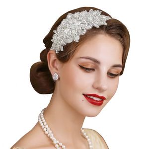 Rigiane noire Baffle bandeau élastique Femmes faits à la main Accessoires de mariage à la main Amazing Gatsby Fascinator Accessoires de cheveux 240528