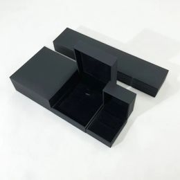 Caja de almacenamiento de joyería de moda de papel rellena de ángulo recto negro, caja pequeña de plástico, fabricantes, venta directa