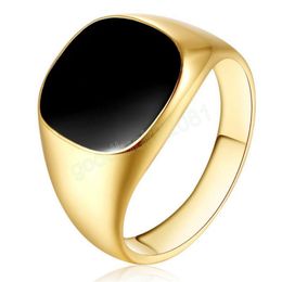 Zwarte ringen voor mannen Vintage Gold Verzilde vingerring Klassieke verloving Wedding Luxe sieraden Gift Male ring