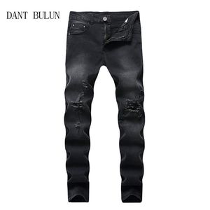 Jeans déchirés noirs pour hommes, Slim, trous, Biker, pantalons de styliste détruits, Hip Hop Street, 240a