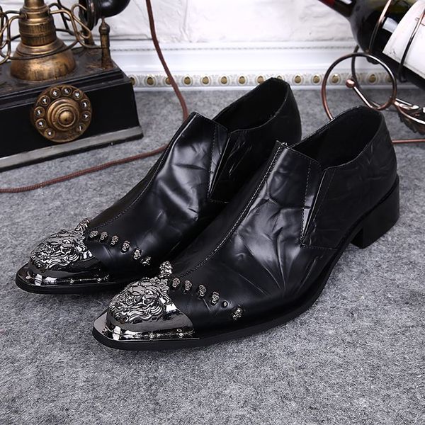 vestido para hombre Zapatos de hombre negros de lujo Black Rock Fashion Zapatos de hombre de cuero con punta de acero Zapatos de ocio británicos ¡Edición limitada!