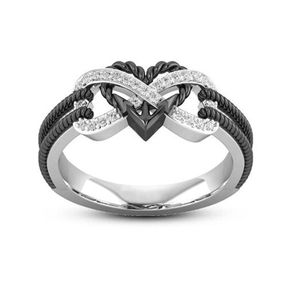 Anillos de corazón de Color oro rosa negro para mujer, anillo de pérdida de peso, anillo de terapia magnética, energía de Yoga, regalo de cumpleaños del Día de San Valentín