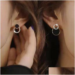 Boucles d'oreilles rondes noires exquise petite boucle d'oreille pour les filles mode oreille bijoux anneaux inhabituels bijoux livraison directe Dhgarden Otwql