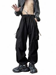 Pantalons pour hommes de samouraï noir pantalons surdimensionnés haute rue fi peluche knickerbockers salopette de charge droite américaine p9Mn #