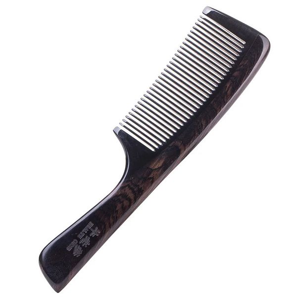 Peine de dientes anchos de sándalo negro para cepillo de pelo rizado, peines de madera antiestáticos para desenredar el cuero cabelludo y masaje para hombres y mujeres 240229