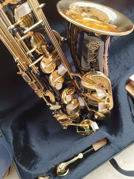 Black SAS-R54 E-Flat Alto Saxophone LaQuered Gold Brass sculpté un à un Instrument de jazz de fabrication d'artisanat français avec boîtier