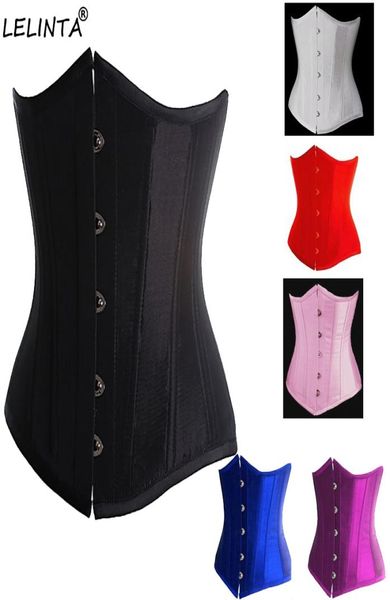 Corsets et bustiers en satin noir désossés pour robe de mariée Steampunk, sous-vêtements, lingerie sexy pour femmes 3810553