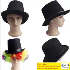 Zwart satijn vilt tophoed goochelaar heer volwassen kostuum tuxedo Victoriaanse cap Halloween kerstfeest chique jurk tophoeden geschenken