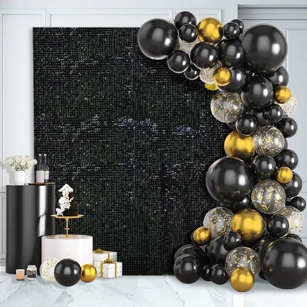 Panneaux de sequins noirs Déclai de fête Sminmer Mur pour anniversaire de mariage Halloween Christmas PO Background Decoration 231227