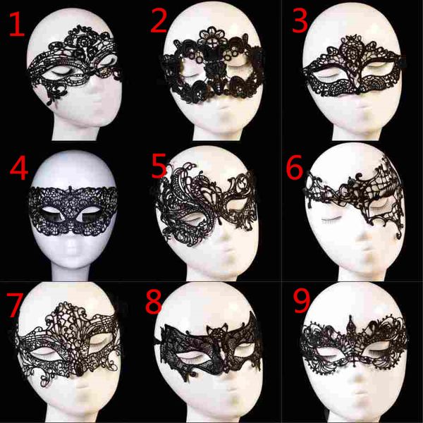 Noir Sexy Dentelle Masque Pour Les Femmes Demi Visage Carnaval Festival Balle Halloween Mascarade Masques Événement Fête Fournitures