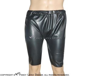 Boxer noir Sexy en Latex à longues jambes, slip avec bande élastique, pantalon en caoutchouc, culotte, 00856605746