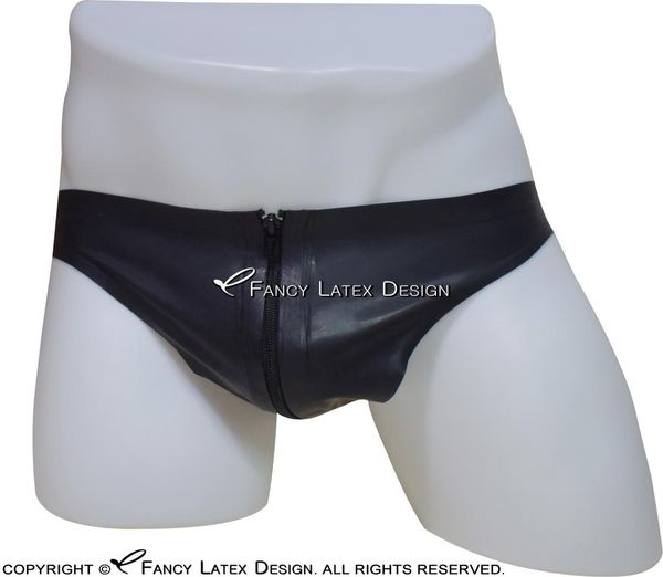 Noir Sexy Latex T String avec fermeture éclair slips caleçons en caoutchouc culottes shorts sous-vêtements pantalons caleçons 01091870749