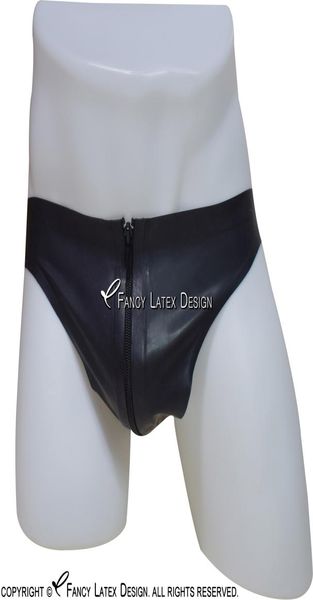 Black Sexy Latex T String avec zipper Briefs sous-pants Pantes en caoutchouc Shorts sous-vêtements Pantalons Sous-Panties 01097474904