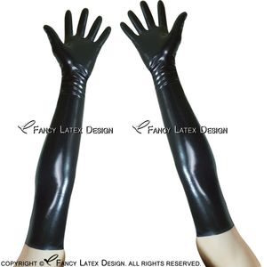 Zwarte sexy lange latexhandschoenen armlengte rubberen wanten grote maat 00147726106