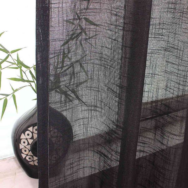 Cortina transparente negra para sala de estar, dormitorio, cocina, gasa moderna sólida, paneles de tratamiento de semiventana de tul