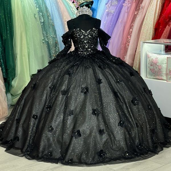 Black Bliny Quinceanera Robes de la robe de robe de bal épis