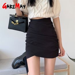 Mini jupe d'été noire courte pour femme taille haute A-line rose s Slim Sexy Bodycon School Women 220317