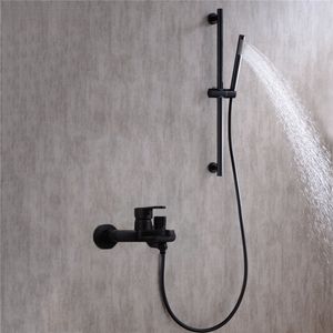 Douche noire mélange robinet en laiton mural robinet robinet à manchette de salle de bain à manche de salle de bain pommes de douche de douche