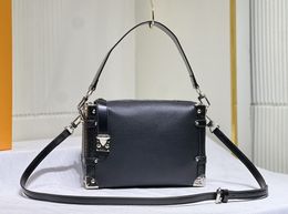 Zwarte zijkant echte lederen designer tassen nicolas s-lock cross body bags bodem zijkant schoudertas handtas draagtas zakje zakje m46358 m25160