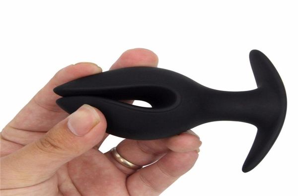 Plug Anal ouvert et fermé en Silicone noir, stimulateur d'extension d'anus, énorme gros godemichet Anal, jouet sexuel, Plug6335793