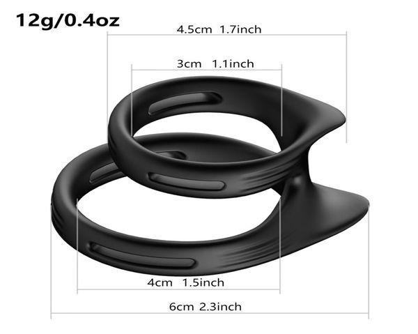 Silicone noir imperméable à l'eau élastique cockrings balle retarder l'éjaculation anneaux jouets sexuels érotiques produits pour adultes pour hommes masturbateur masculin B7649375