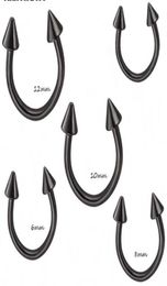 Cône en argent noir Horseshoe Piercing Corps Bijoux de nez de nez de nez 100pcslot Bar à sourcils LIP Labret Jewelry1621010