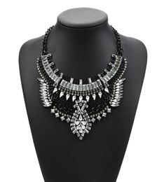 Collar llamativo de cristal negro, plateado y dorado, joyería india Vintage, gargantilla, collares con babero, accesorio turco para mujer, 1 unidad3766140