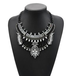 Collier de déclaration en cristal noir argent or Vintage bijoux indiens colliers ras du cou collier à bretelles turc pour femmes accessoire 1 Pc7580200