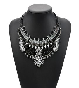 Collier de déclaration en cristal noir argent or Vintage bijoux indiens colliers ras du cou collier à bretelles turc pour femmes accessoire 1 Pc3766140