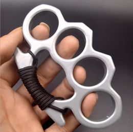 Noir argent métal laiton Knuckle Duster quatre doigts auto-défense sécurité hommes et femmes Bracelet Fitness Portable EDC outil de poche