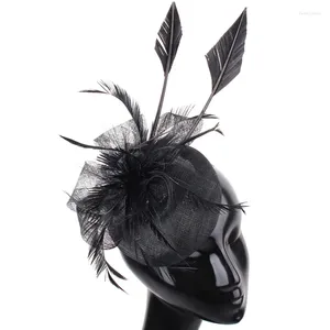 Sinamay noir mariage femmes mode Fascinator chapeau bandeau mariée fête course casque cheveux Cip cerceaux dames accessoires