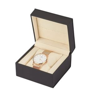 Zwart single horloge organisator cadeau -doos met kussen pil lederen polshorloge display case organisator voor mannen en vrouwen 240418