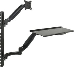 Black Sit-Stand Wall Mount Tegenwicht In hoogte Verstelbaar Monitor en Toetsenbord Werkstation voor schermen tot 27 inches