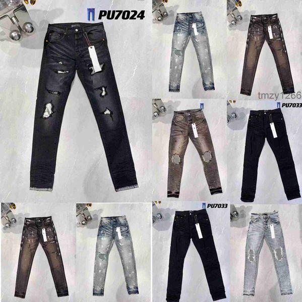 Negro Flaco Púrpura Jeans Diseñador Hombres Hombres Desig Colores Pantalones Largo Hippop Etiqueta Bordado Slim Denim Straight Streetwear BOYL