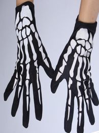 Black Skull Halloween Christmas Skeleton Ghost Claw Gants Classic Skeleton Five Finge Glove pour les accessoires Costumes Cosplay Party Deco4383201