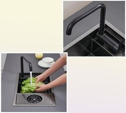 Évier de cuisine cachée noire Balle de bol à petite taille Balcone en acier en acier inoxydable caché noir avec tasse de cache-laveur Bar4246416