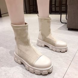 Noir chaussette bottes femmes 2020 nouveau Punk gothique chaussures bottines plate-forme chaussures femmes blanc chaussette bottes DH4534U5JKK