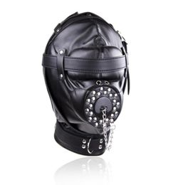 Zwart zacht leer hoofd bondage volledig gesloten leuk hoofddeksel maskers seksspelletjes slaaf hoofd kap bdsm seksspeeltjes2451549