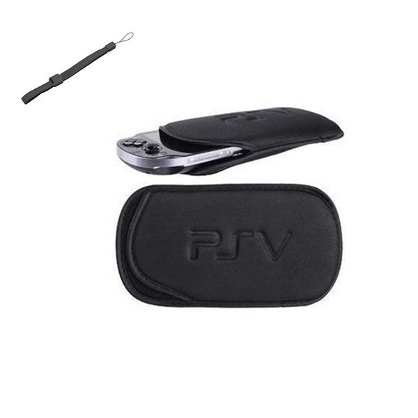 Caja del filtro de negro suave de la manga Carry cadena de la bolsa protectora de la cubierta para Sony PS VITA PSV 1000 2000 accesorios del juego con la tira