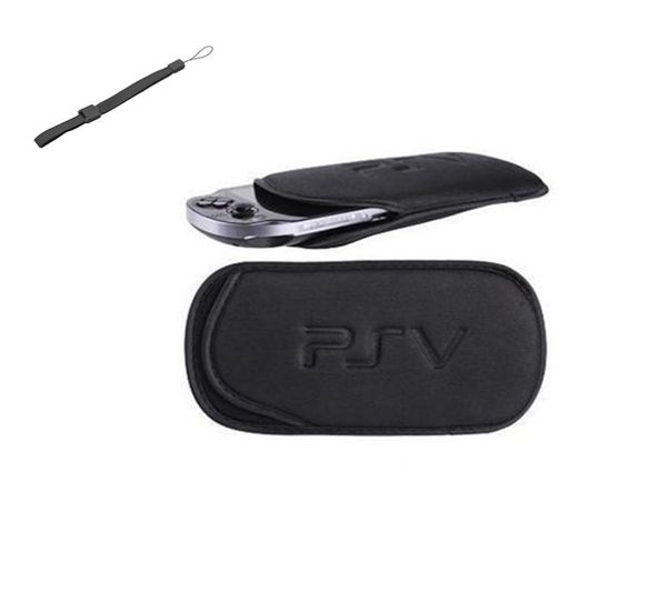 Black Soft Sofve Sac Case transporter la pochette de protection de la poche pour Sony PS Vita PSV 1000 2000 Accessoires de jeu avec Strip String1505847