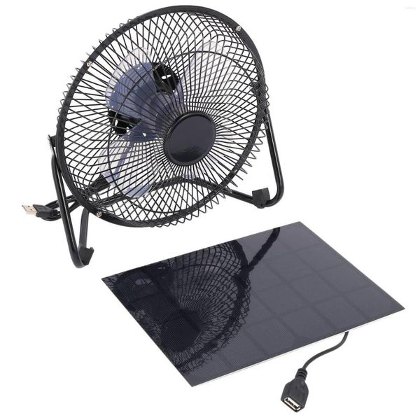 Ventilateur en métal USB 5W alimenté par panneau solaire noir voiture de Ventilation de refroidissement de 8 pouces pour le bureau à domicile de pêche en plein air