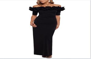 Black Spandex Luxe avondjurk 2021 Dames Elegant Bateau Long Party Vrouwelijke Sheath Prom -jurken59033377