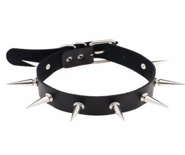 Collier ras du cou noir Spike pour femmes, en cuir pu, goth, ras du cou pour femmes, fête, club, ras du cou, bijoux gothiques Sexy, 9874087