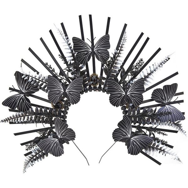 Ornement de cheveux Halo à pointes noires, gothique, feuille Lolita, couronne papillon, bandeau, fête d'halloween, sirène, accessoires pour cheveux