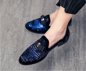 Schwarz Spikes 2020 Neue Marke Herren Loafer Luxus Schuhe Denim Und Metall Pailletten Hohe Qualität Casual Männer Schuhe Große größe 38-46
