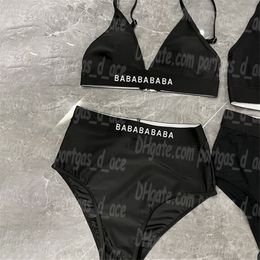 Black Split Swimsuit Designer Halter Swimwear Sexy Bikini Femmes Lettre de maillot de bain Bra Bra Breif Set Beach Swimsuits à l'extérieur